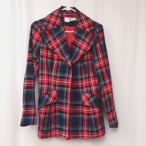 70s Murr's of California Red Plaid Jacket Vintage Size 12